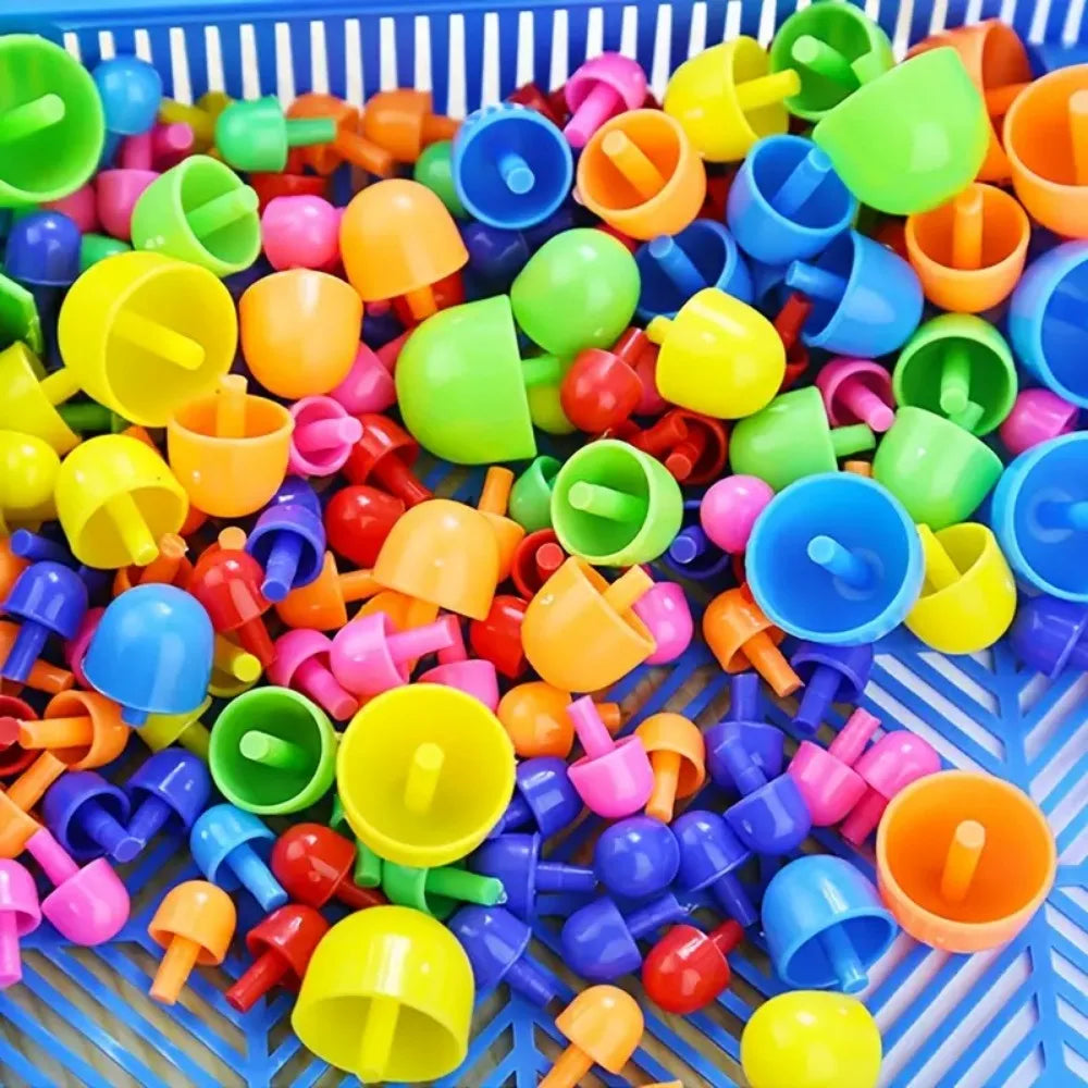296/592pcs Mushroom Nail Building Blocks Puzzles,Game, Color Cognition Intellectual Educational Toys for Kids 3D Puzzle Game Oasis Select