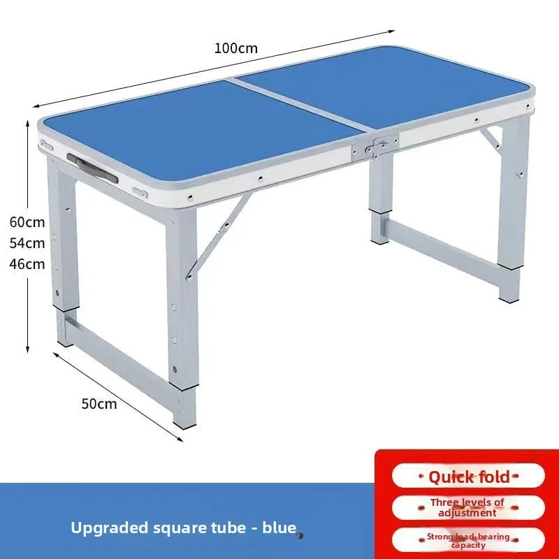 Folding table portable outdoor camping stall night market barbecue table aluminum alloy folding picnic table simple dining table Oasis Select Blue 100cm