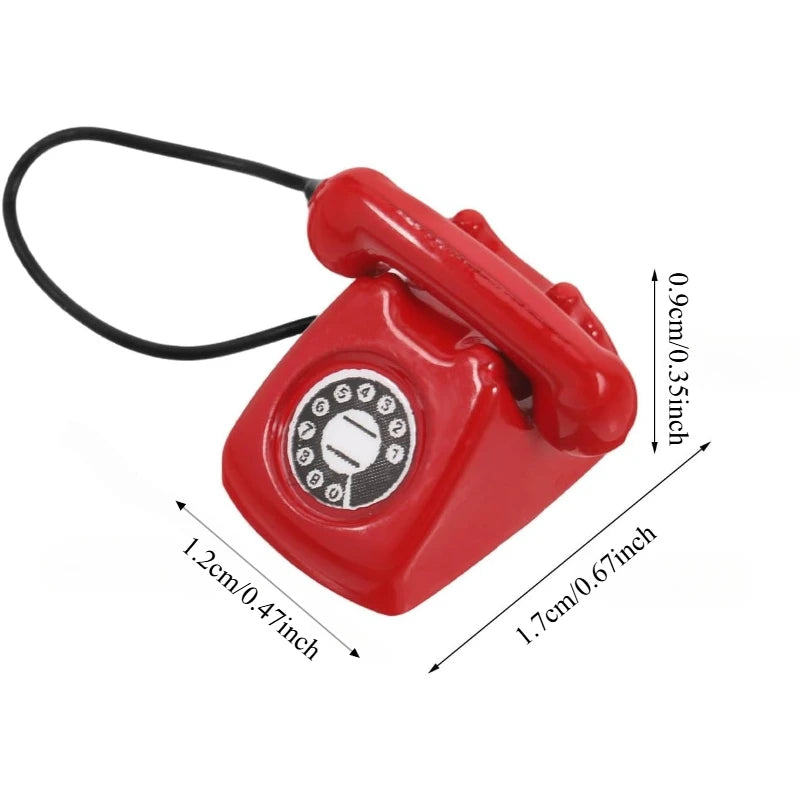 1/4 PCS Mini Vintage Rotary Telephone – 1:12 Miniature Retro Desk Phone for Dollhouse, Fairy Garden Paths & Micro Landscapes Oasis Select