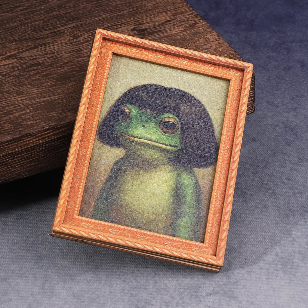 Wooden Frog Fridge Magnet Photo Frame | Funny Quirky Decor