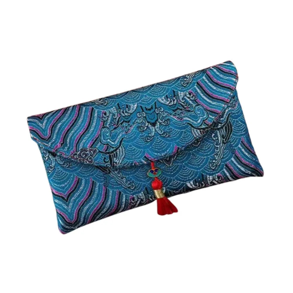 Chinese Style New Year Red Envelope Traditional Embroidery Wedding Money Pocket Cloth with Tassel 2026 Lucky Money Bag Birthday Oasis Select Style 7 18x10.5cm