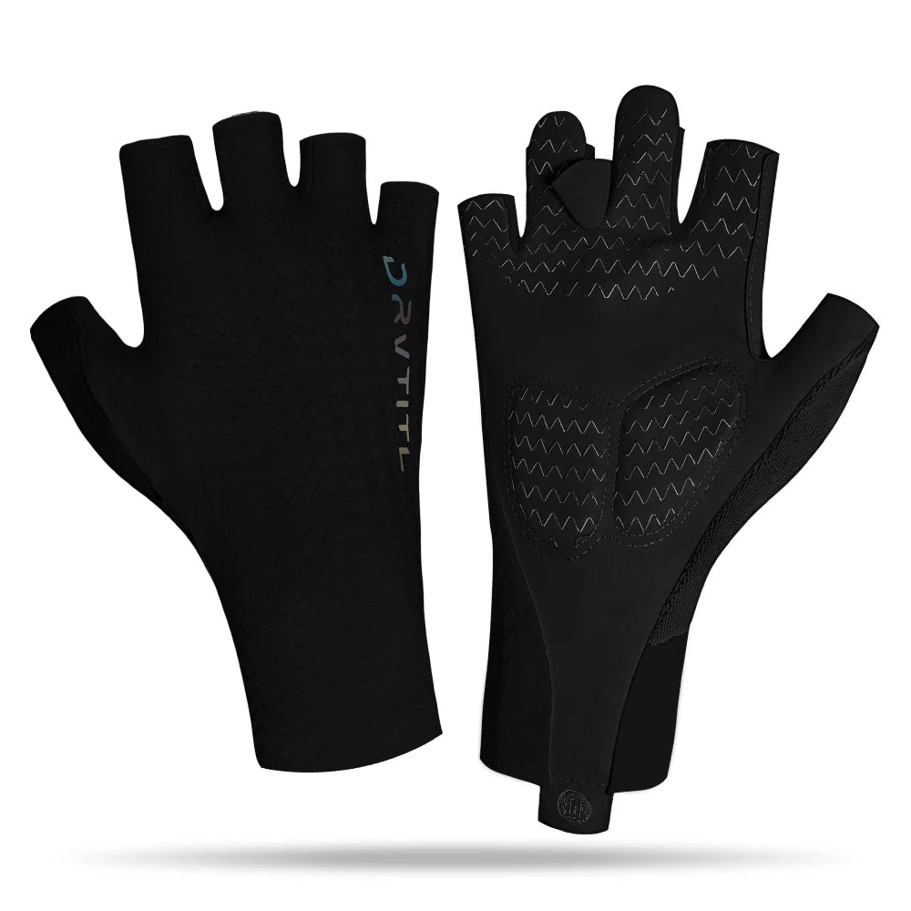 Men's Cycling Gloves Breathable Half Finger Bicycle Sports Gloves Anti-Slip Fitness Gloves Professional Summer Road Gloves Oasis Select black L