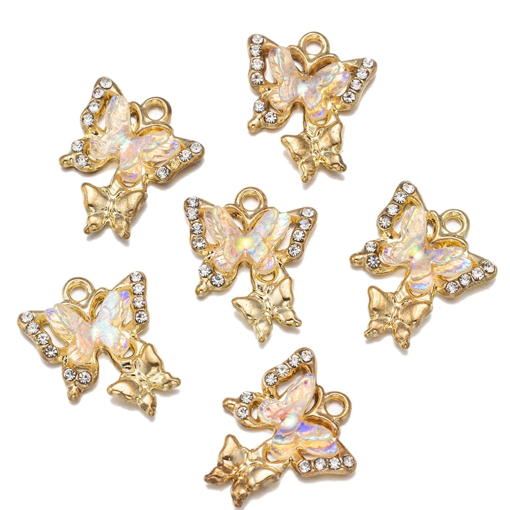 10pcs/Lot Animal Charms Butterfly Shape Pendant for DIY Earrings Bracelets Necklace Jewelry Making Accessories Findings Crafts Oasis Select KC White