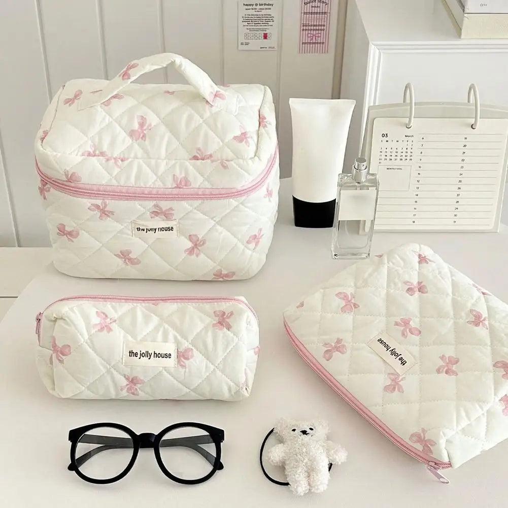 Quilted Floral Makeup Bag Set – 3 Sizes Travel Cosmetic Pouch Cosmetic Bag Set Oasis Select