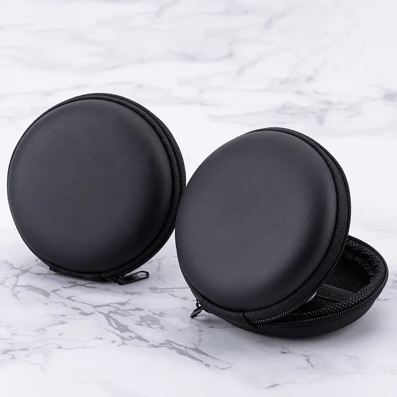2pcs Earphone Storage Case PU Mini Carrying Hard Bag Box Case for Earphone Headphone Accessories Earbuds Memory Card USB Cable Oasis Select