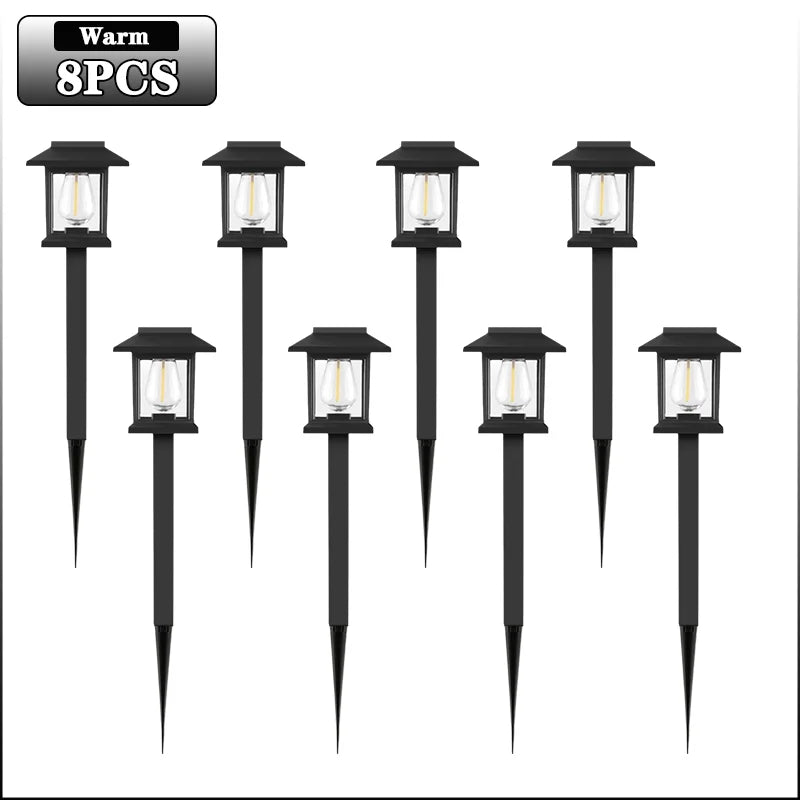 2-8PCS Outdoor Solar LED Ground Stake Light Lawn Lamp for Garden Villa Courtyard Park Yard Landscape Decorative Lighting Oasis Select Warm-8PCS