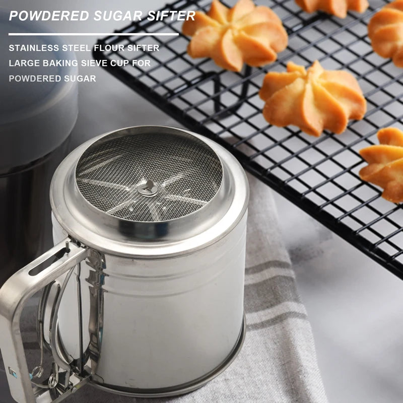 Stainless Steel Flour Sifter Large Baking Sieve Cup For Powdered Sugar Oasis Select