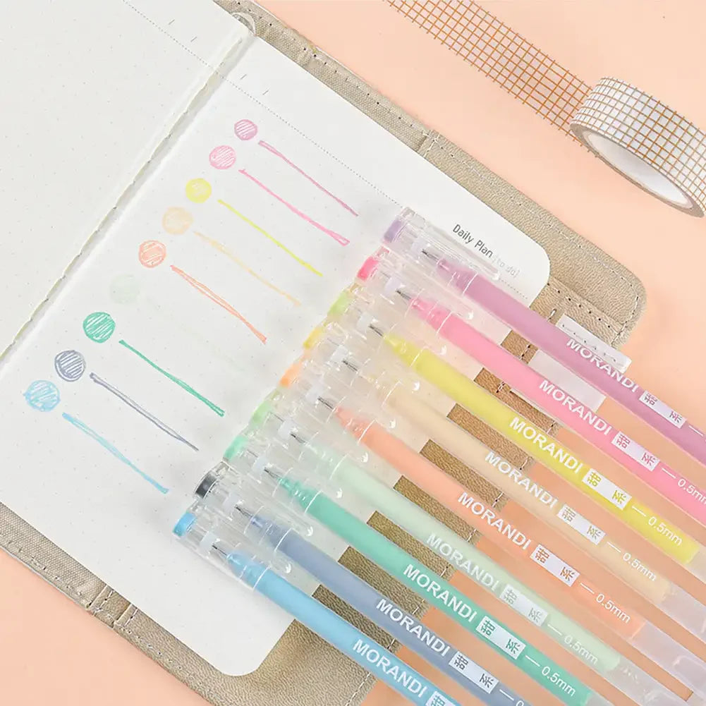 9pcs/box Morandi Color Gel Pens Set 0.5mm Handwriting Pen for DIY Scrapbook Students School Supplies Stationery Cute Pens Oasis Select