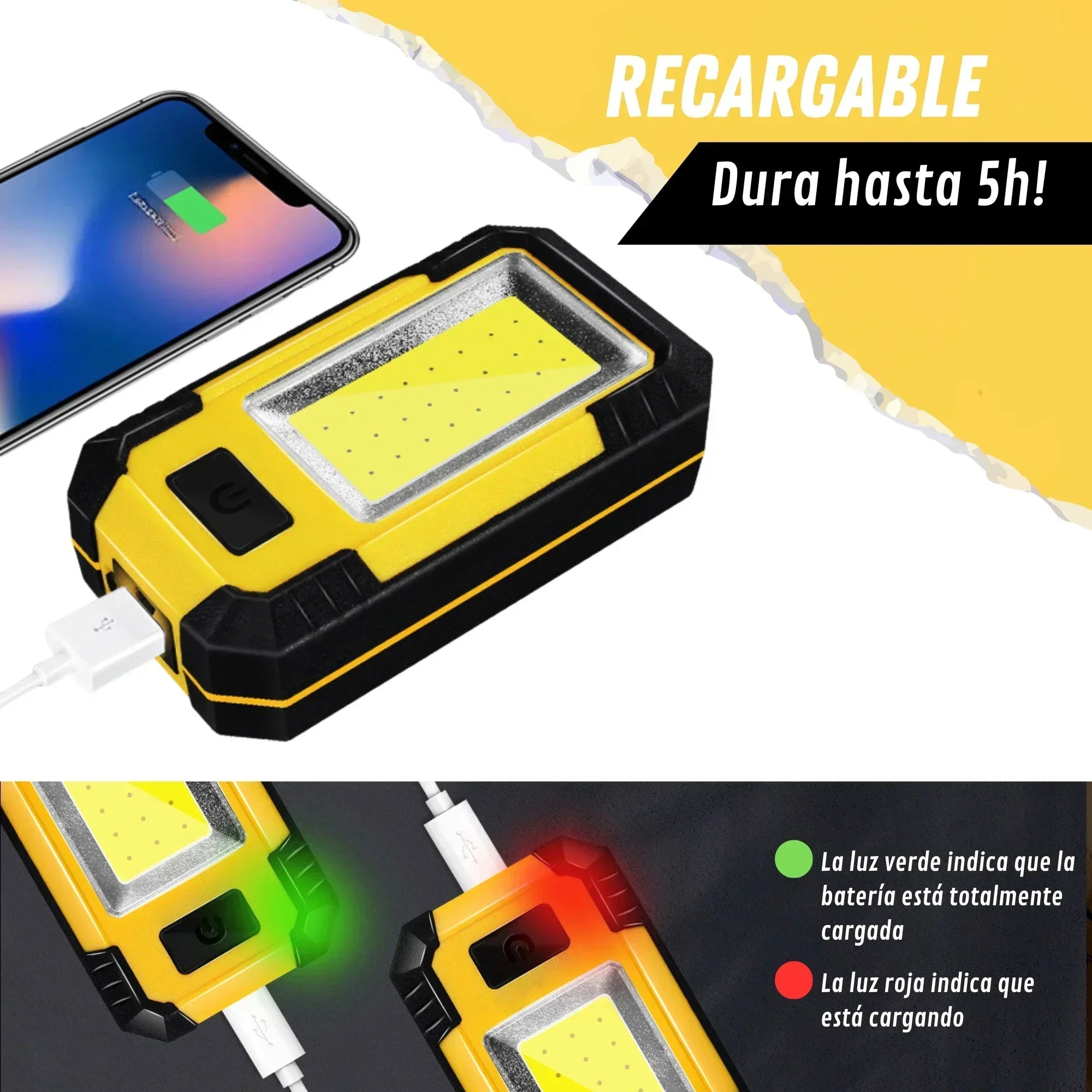 4000MaH Rechargeable Work Light Super Bright COB Flashlight With Magnetic/Hook Portable Camping Lantern For Outdoor Emergency Oasis Select