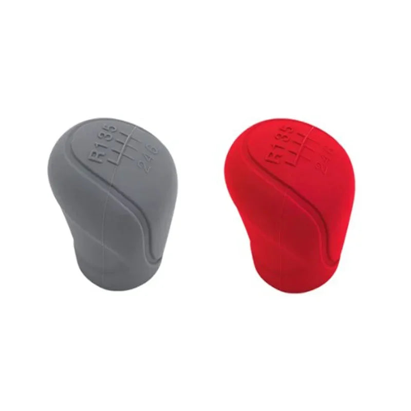 Car Silicone Gear Shift Knob Cover Gear Shift Non-Slip Grip Handle Protective Covers Manual 5 6-speed Car Interior Accessories Oasis Select Gray-Red 2pcs