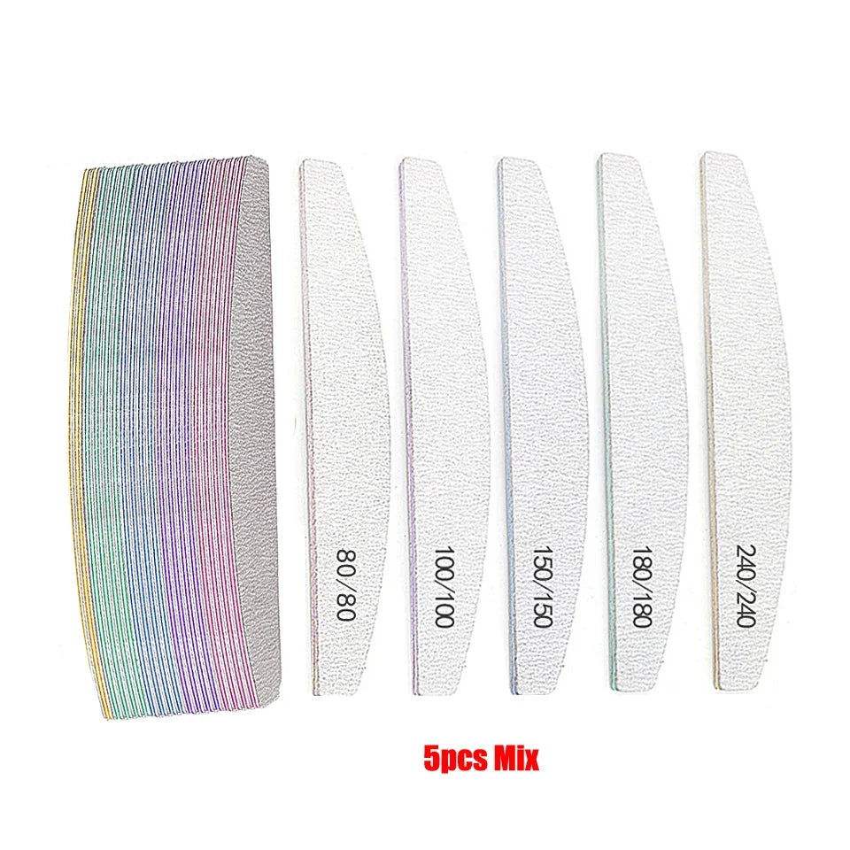 5Pcs/Lot Nail File Mix Color Limas 80/100/150/180/240 Grit Professional Sandpaper Cuticle Remover Buffer Files Manicure Tool Set Oasis Select CSX-Mix