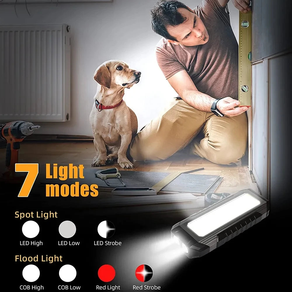 KDULIT Waterproof with Magnet Flashlight Portable COB Work Light LED 4000mAh Flashlights Multimode 18650 Camping Torch Light Oasis Select
