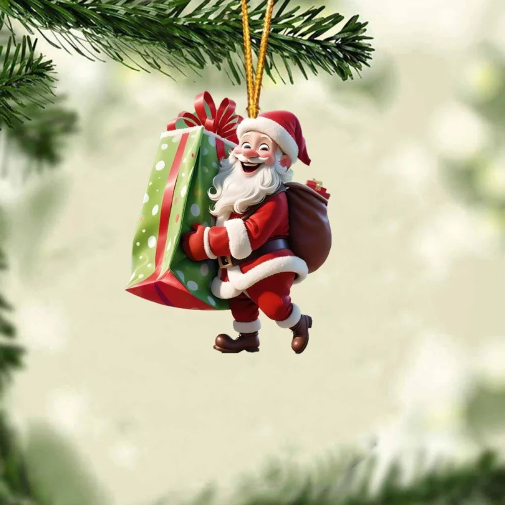 2D Santa Claus Acrylic Christmas Tree Hanging Ornament | 8cm
