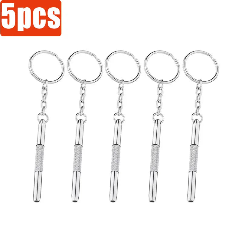 1-10Pcs Steel Glasses Screwdriver Eyeglass Screwdriver Watch Repair Kit with Keychain Hand Tools Precision Screwdriver Tools Oasis Select 5pcs