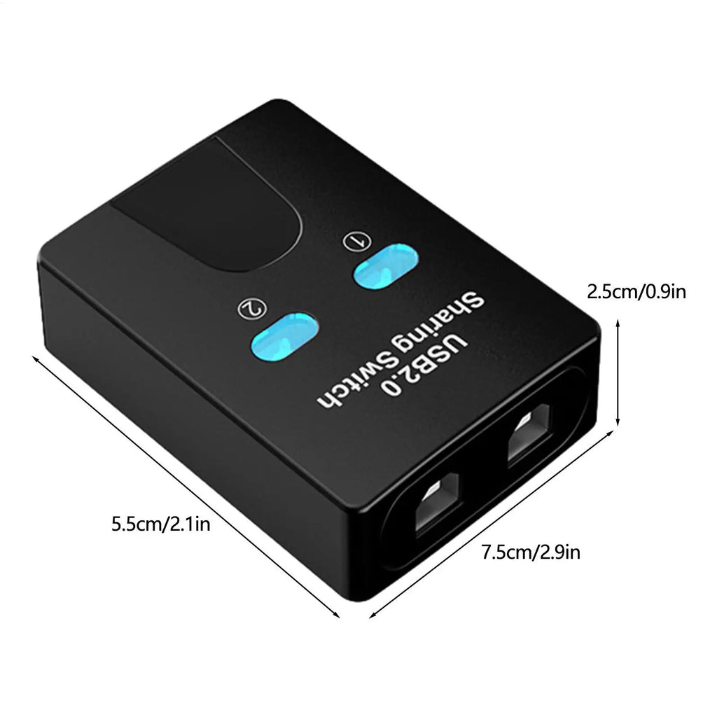 USBSwitch 2 Port Manual USB HUB Two Computers Share U Disk Printer Devices Two In One Out USB2.0 Sharer With Cable Oasis Select