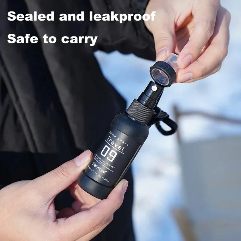 50ml Portable Tactical Spray Bottle Outdoor Camping Hiking Alcohol Dispenser Refillable Empty Bottle Survival Tool Black Oasis Select
