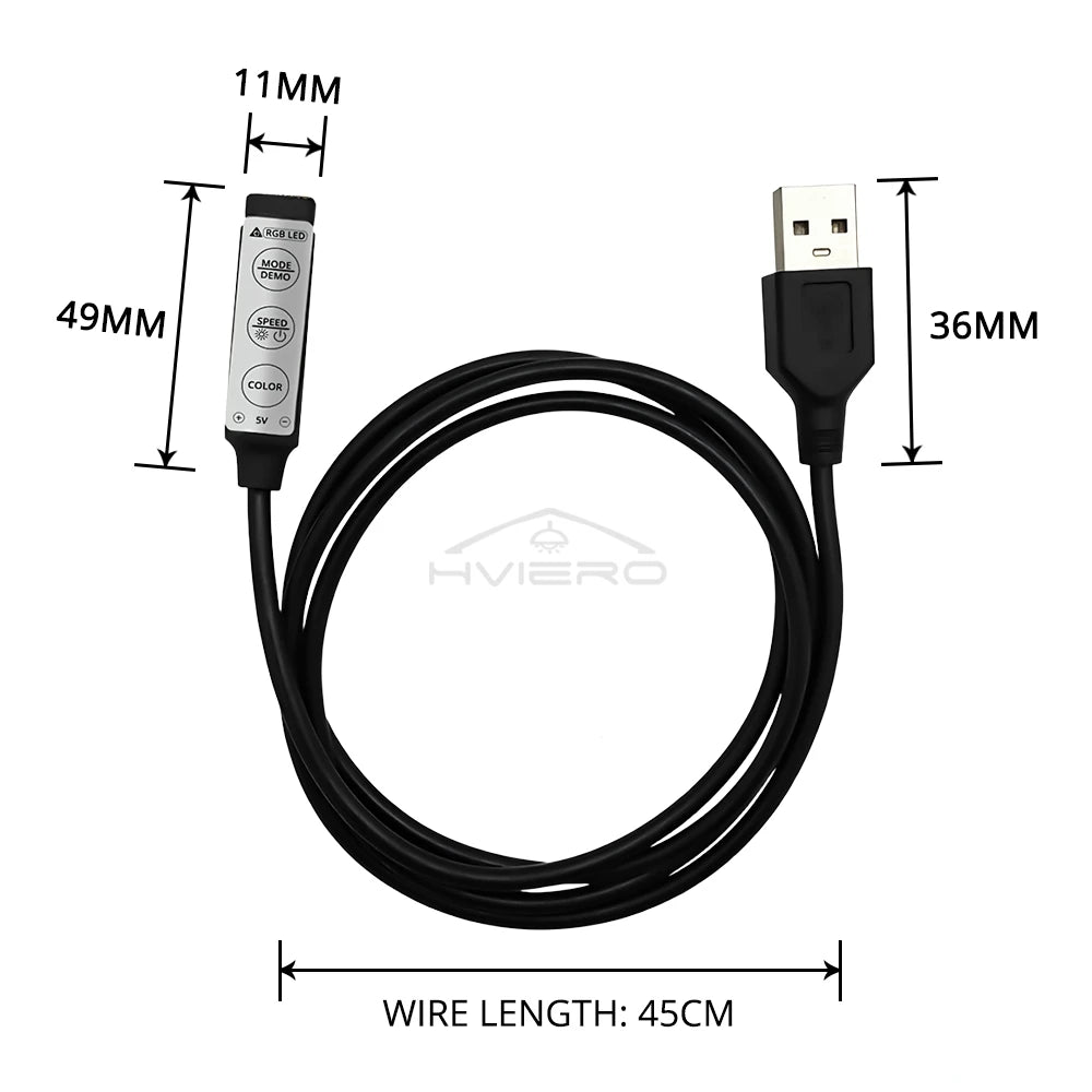 RGB LED Strip Controller DC 5V | 3-Key Dimmer 19 Color Modes