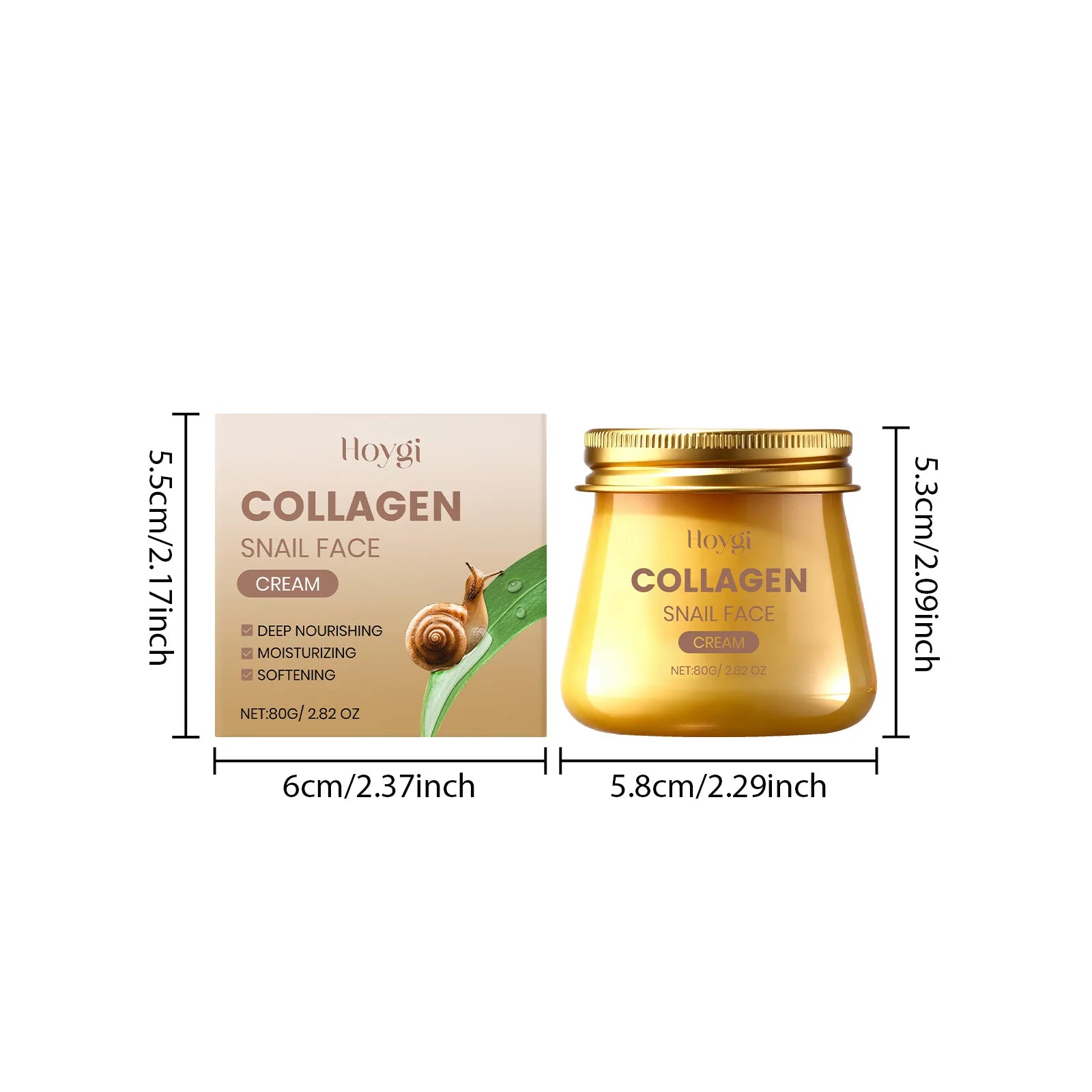 Snail Mucin Collagen Cream Anti Wrinkle Firming Hydrating Face Cream Improves Skin Elasticity & Texture Smoothing Face Skincare Oasis Select 80g Boxed