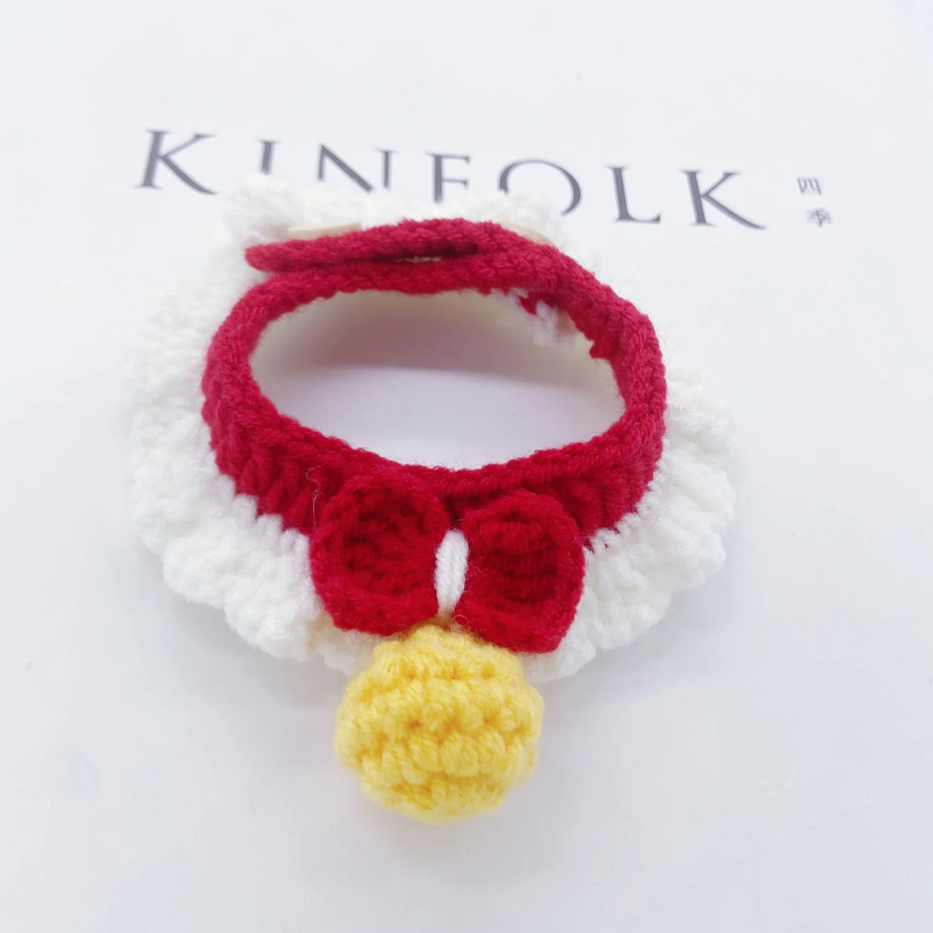 Cat Collar, Hand-crocheted Silent Bell, Pet Collar, Cute Accessories for Taking Photos with Cats and Dogs, Scarf Oasis Select bright red