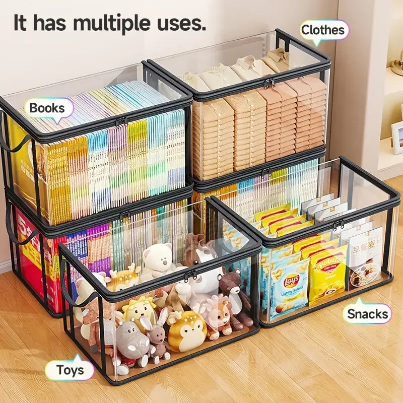 Clear PVC Storage Box with Flip-Top View Window,Multi-Use Organizer for Toy Crafts Supplie-Durable Gift Container,Home Organizer Oasis Select