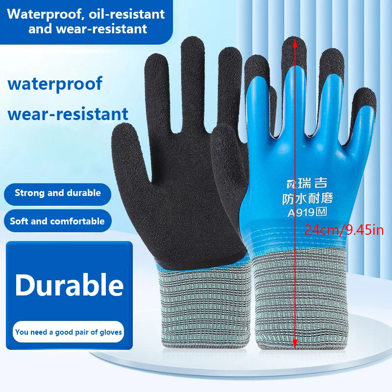 1Pair Winter Waterproof Work Safety Thermal Gloves Anti-Slip Grip Rubber Garden Gloves For Worker Builder Hands Protection Oasis Select M