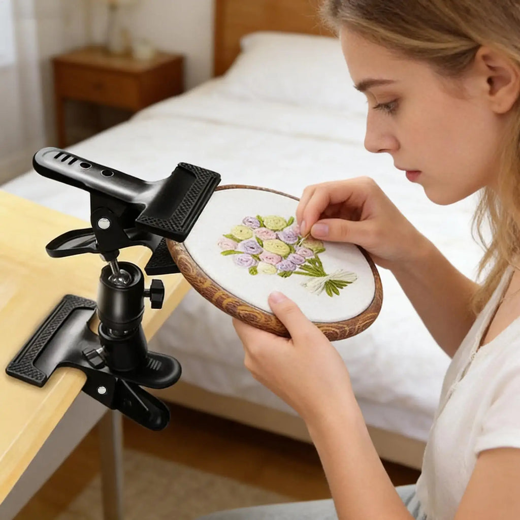 Heavy Duty Adjustable Portable Clamps Embroidery Holder Embroidery Hoop Holder Lap Stand for Sewing Needlework Craft Beginners Oasis Select