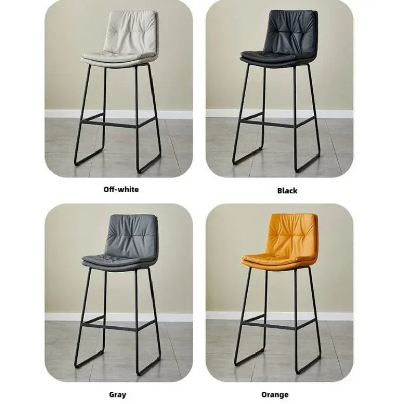 Nordic Light Luxury Soft Bag Bar Chair Restaurant Cafe Milk Tea Shop Homestay Wrought Iron High Chair Wine Bar Chair Bar Stool Oasis Select