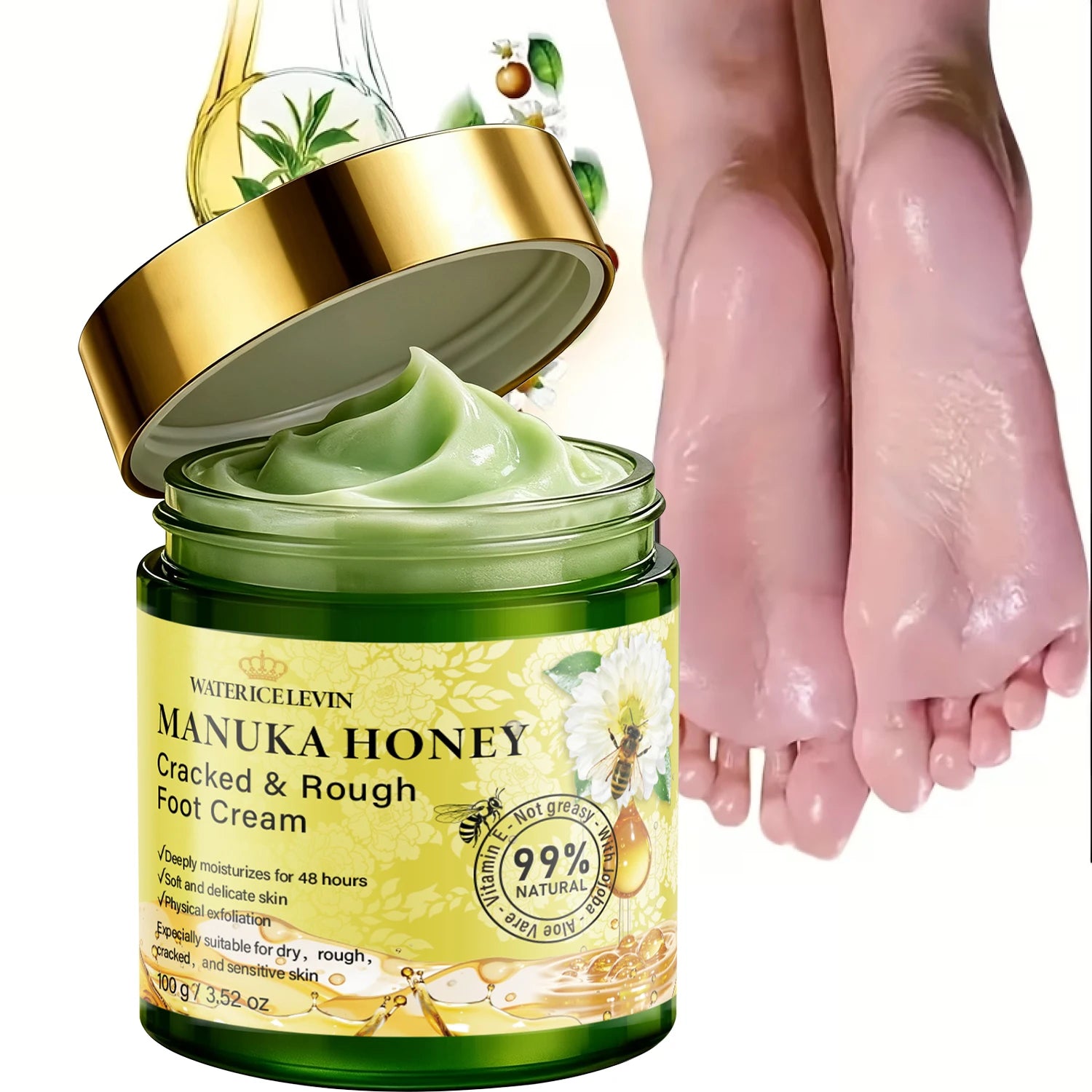 Manuka Honey Foot Cream – Hydrating Cracked Heel Repair 100g Foot Care Cream Oasis Select
