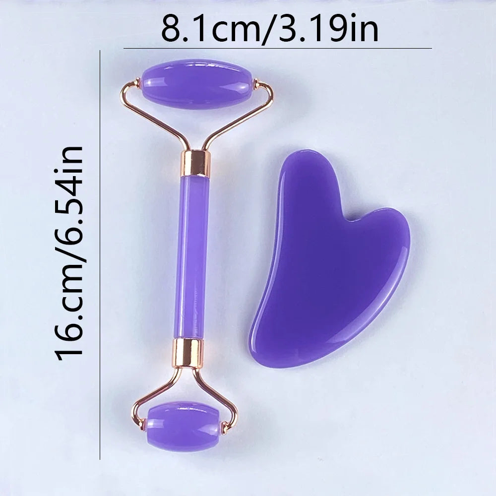 Facial Massage Roller & Gua Sha Scraping Tool Set – 2 Pcs Facial Massage Tool Set Oasis Select