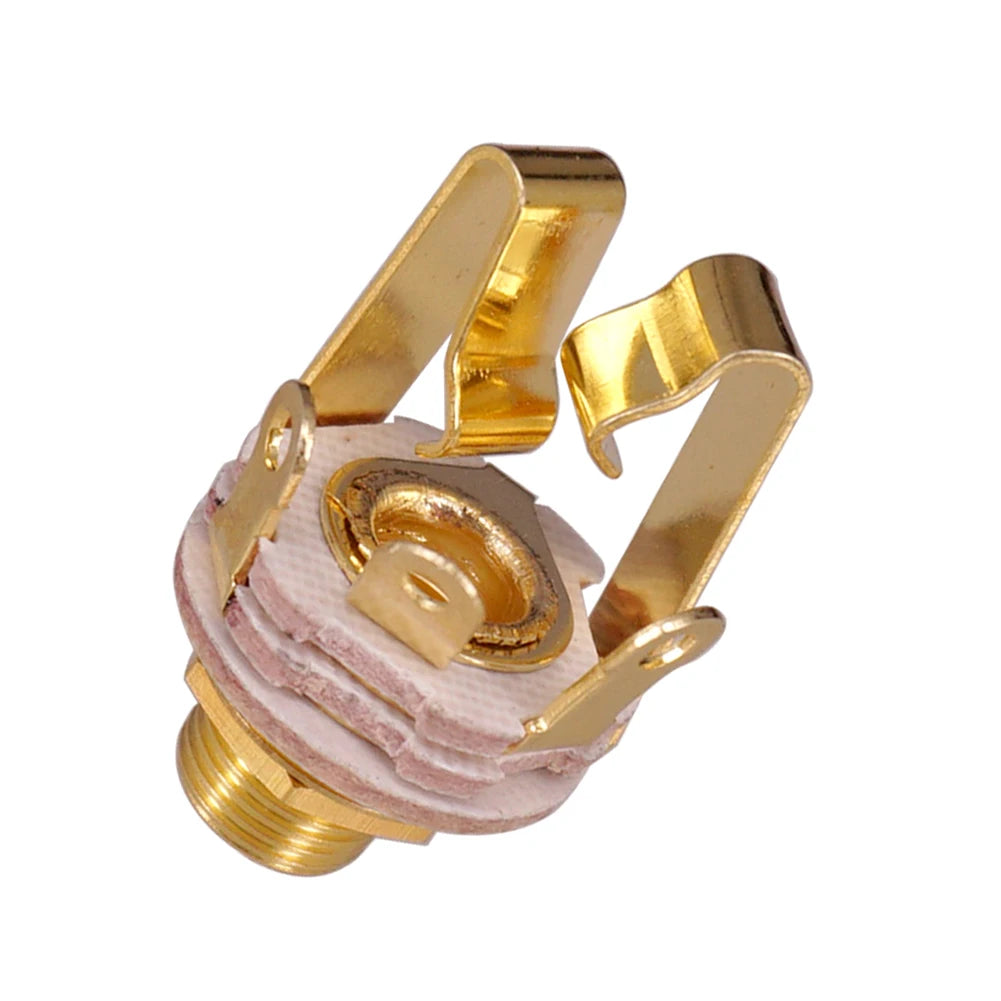 6.35mm Electric Guitar Jacks 3 Pole Stereo Panel Mount Plug Sockets Connector Guitar Jack For Active Pickups Guitar Bass Stereo Oasis Select gold