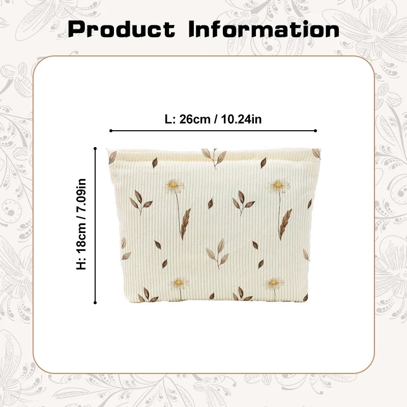 Large Capacity Makeup Bag with A Zipper Closure Featuring Falling Autumn Leaves and Blooming Daisies, Cosmetic Storage Bag Oasis Select