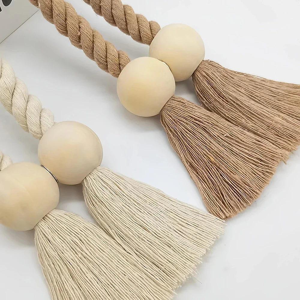 1PC Simple Fringe Beaded Curtain Strap No Punch Magnetic Adjustable Home Curtain Accessories Oasis Select