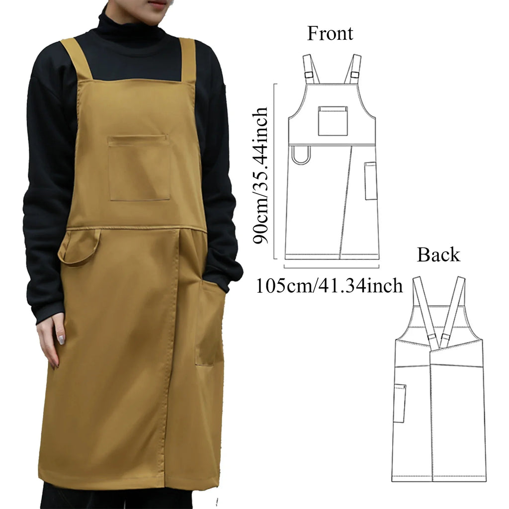 Oil-proof Waiter Work Apron with Pocket for Cafe Salon Nails Shop Anti-dirty Cross-back Women's Kitchen Apron for Cooking Baking Oasis Select