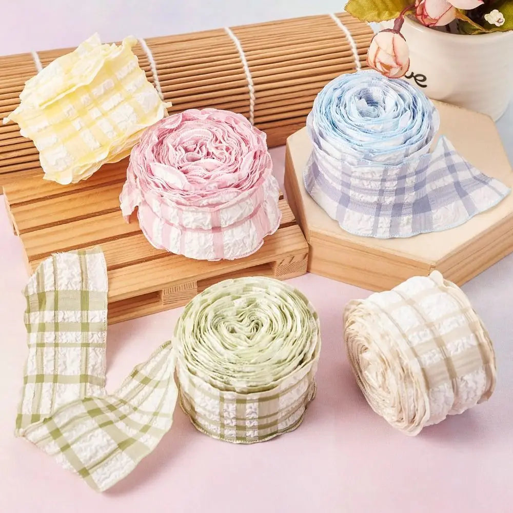 10 Yard Plaid Ribbon 4CM Width Reusable Roll of Satin Ribbon Gift Wrapping Bouquets Easy Cut Gingham Ribbons Oasis Select