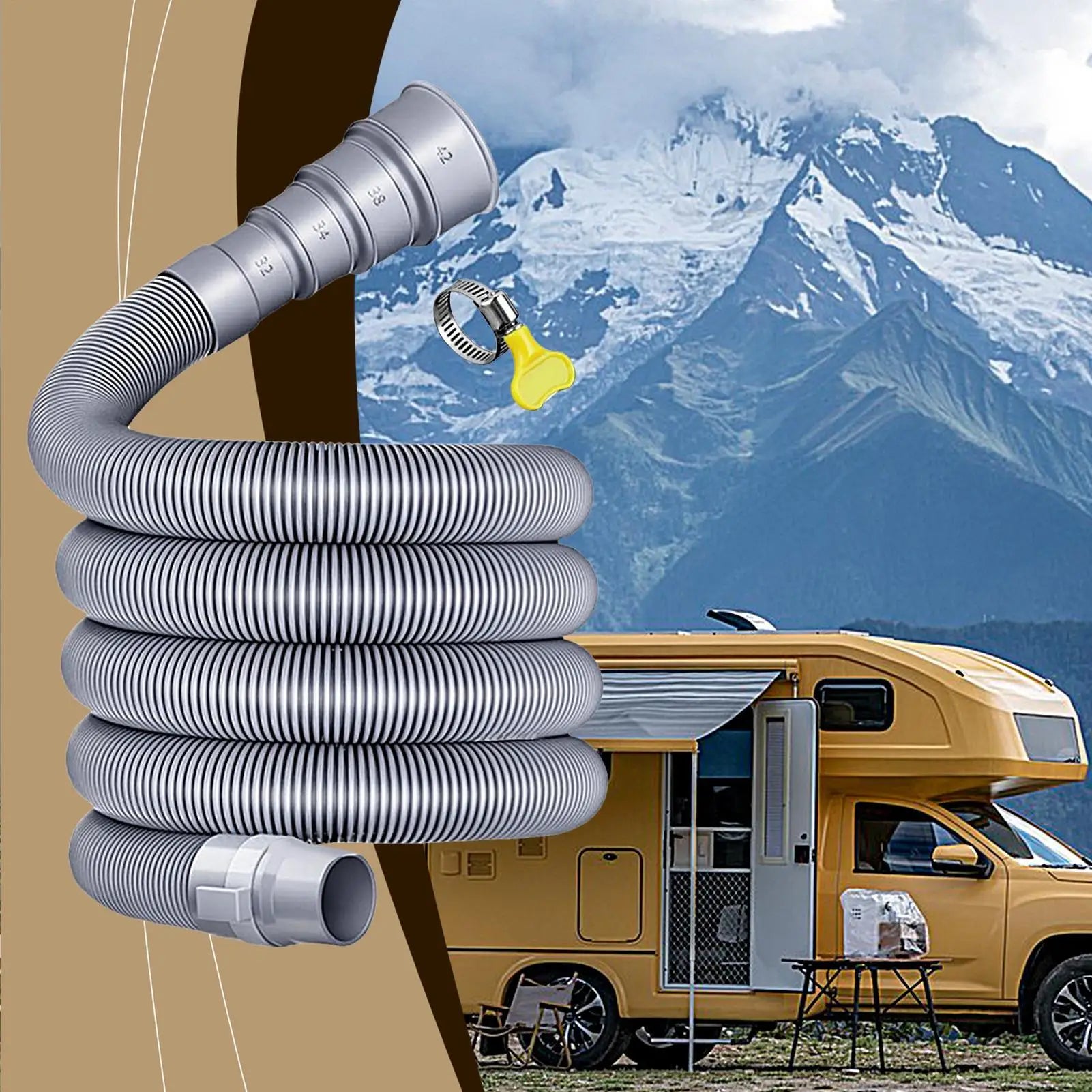 Foldable Caravan Sewer Plumbing Kit with Adjustable Adapter and Clamp Leak-Proof RV Hose Flexible drain hose for motorhomes Oasis Select