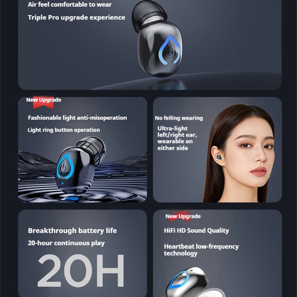 Mini Bluetooth Headset TWS Wireless Earphone Music Earpiece For Cellphones Headphone With Microphone In-Ear HD HiFi Stereo Lady Oasis Select