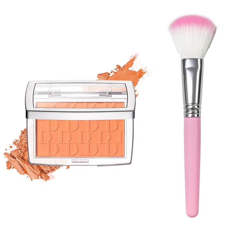 2pcs Matte Embossed Blush & Brush Long Lasting High Pigmented Multi-Purpose Blush Palette Pink Natural Color Rendering Cosmetics Oasis Select SET 2