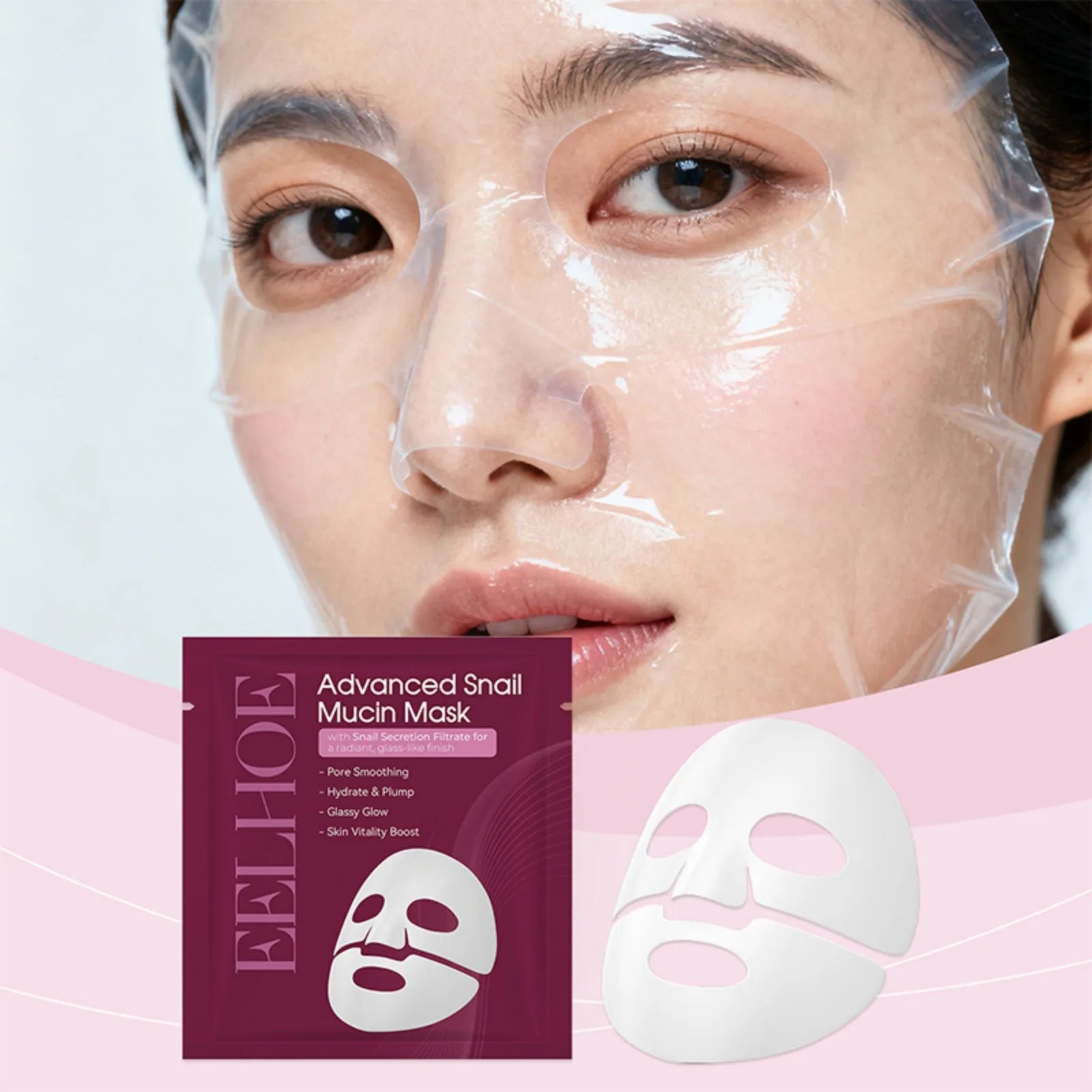 Snail Mucin Face Mask Hydrating Plump Glow Pore Smoothing Sheet Mask Snail Secretion Filtrate Glass Skin Brightens Complexion Oasis Select
