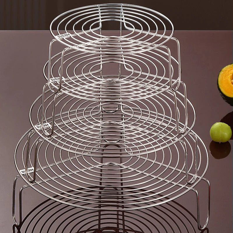304 Stainless Steel Round Steamer Rack Kitchen Multifunction Pot Steaming Tray Dumplings Eggs Grill Stand Pressure Cooker Trivet Oasis Select