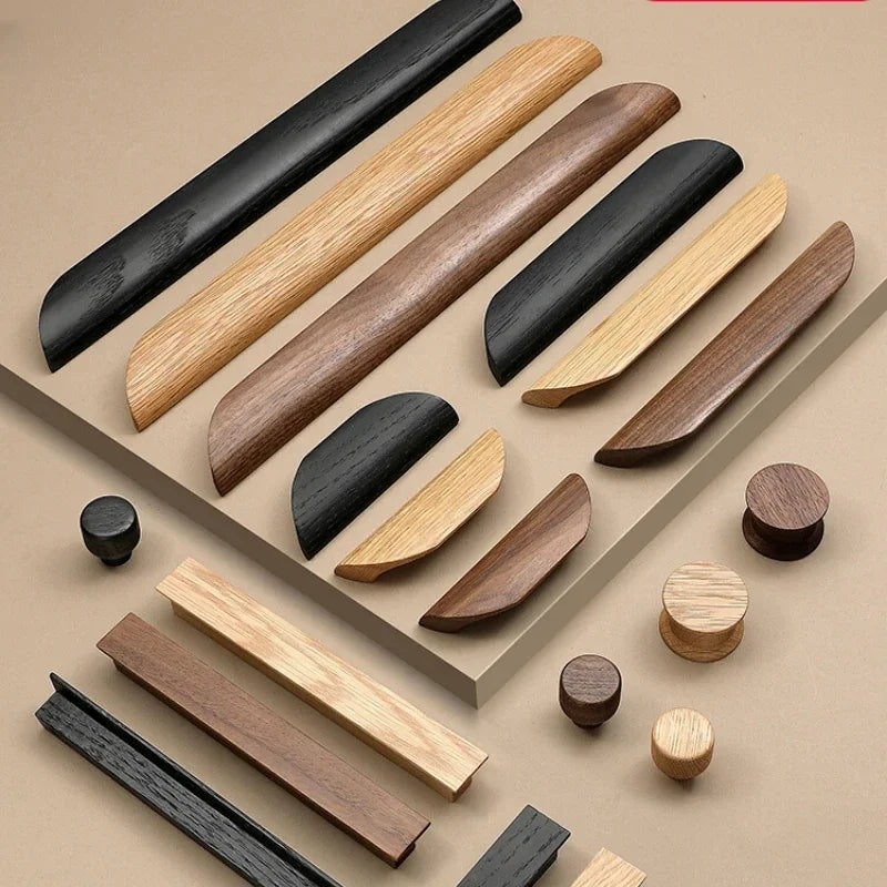 1PCS wooden wardrobe door handles high-end natural wood wind extended walnut cabinet drawer handles kitchen cabinet handles Oasis Select