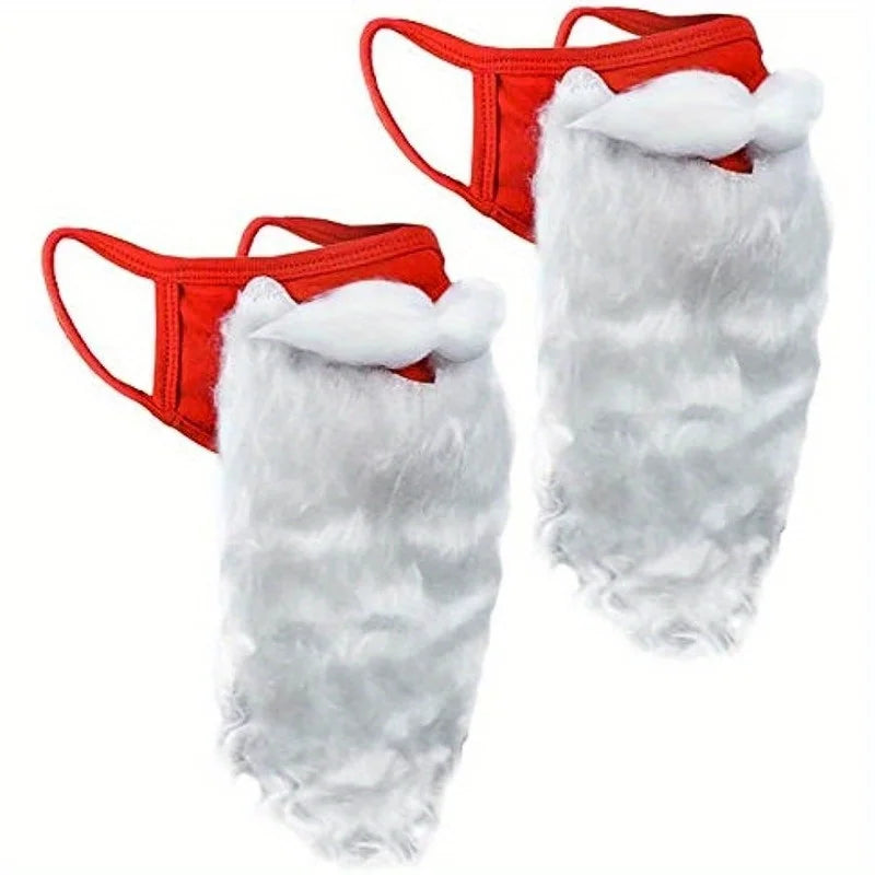 Christmas Decoration 3D Santa Claus Beard Masks Adult Unisex Funny Reusable Santa Beard Face Cover Shield for Xmas Cosplay Party Oasis Select
