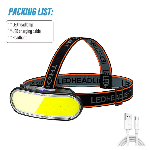 KDULIT COB Floodlight Headlamp USB Rechargeable Head Lamp Waterproof for Outdoor Camping Fishing Hunting Adventure Headlight Oasis Select 1pcs
