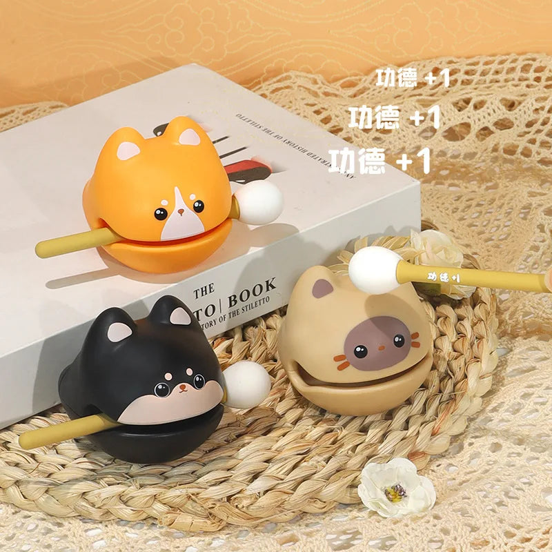 Decompress Small Wooden Fish Decoration Office Desktop Mood Healing Good Lovely Buddha Wooden Fish Beating Small Gifts Oasis Select