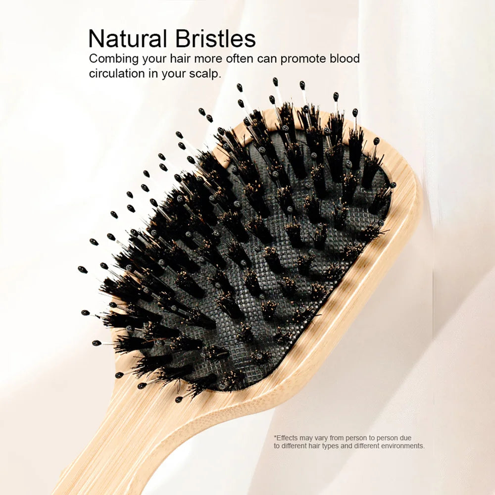 Bamboo Air Cushion Hair Brush – Natural Bristle Detangler Air Cushion Hair Brush Oasis Select