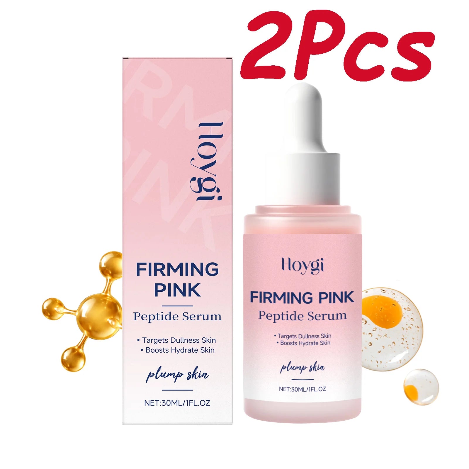 Firming Pink Peptide Serum Lifting Firming Smoothing Wrinkles Deep Hydration Soothing Brightening Skin Collagen Facial Serum Oasis Select 60ml Boxed