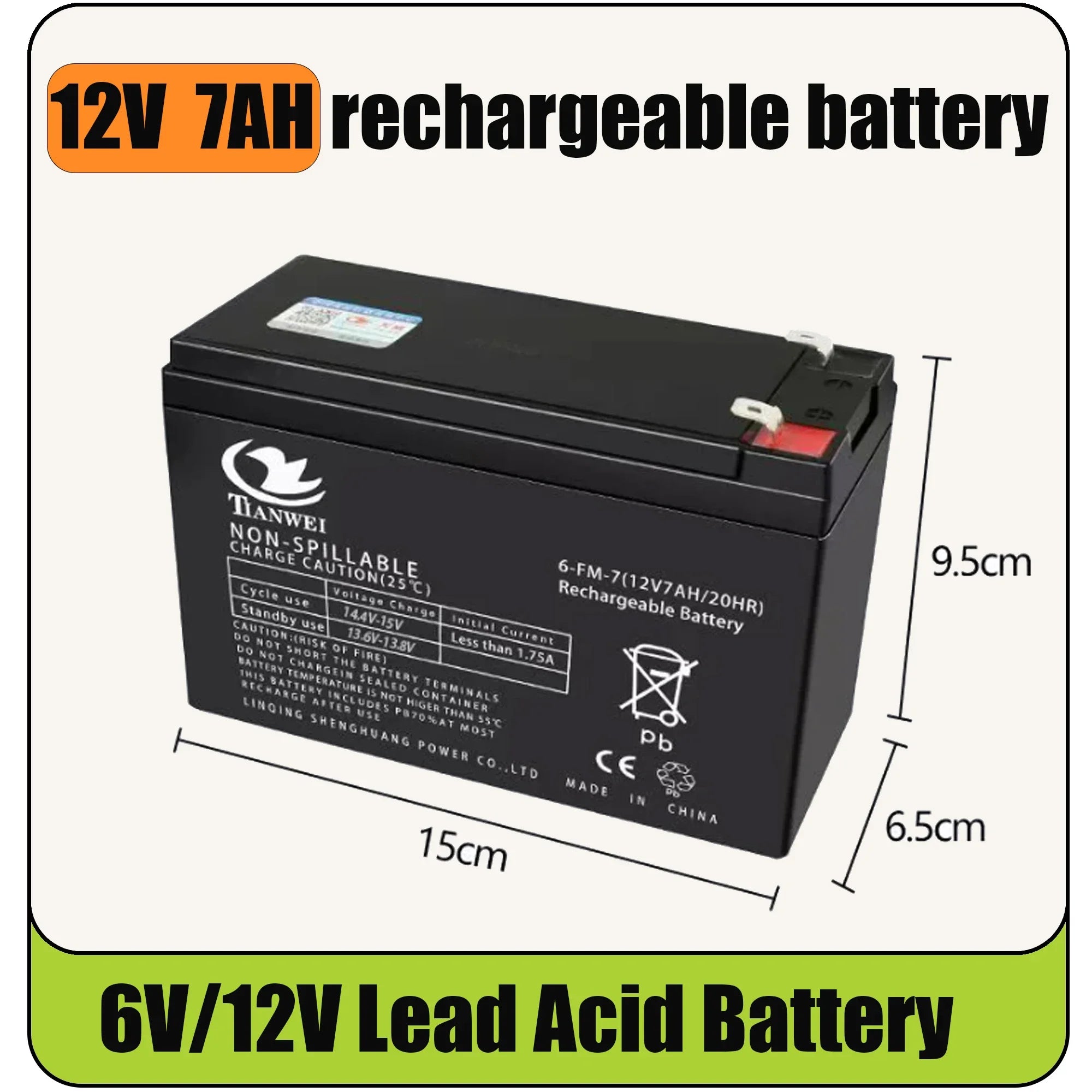 6V 12V Rechargeable Battery For Children's Electric Vehicles Toy Cars Motorcycles Baby Strollers Battery 5Ah 7Ah 8Ah 12Ah Oasis Select 12V 7Ah