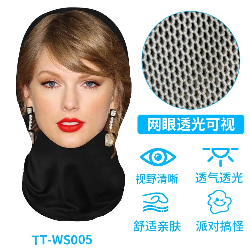 New 3D Printed Funny Mask Elastic Mesh Disguise Full Face Mask for Men Women Cosplay Headwear Hip Hop Fashion Hood Hat Headgear Oasis Select D