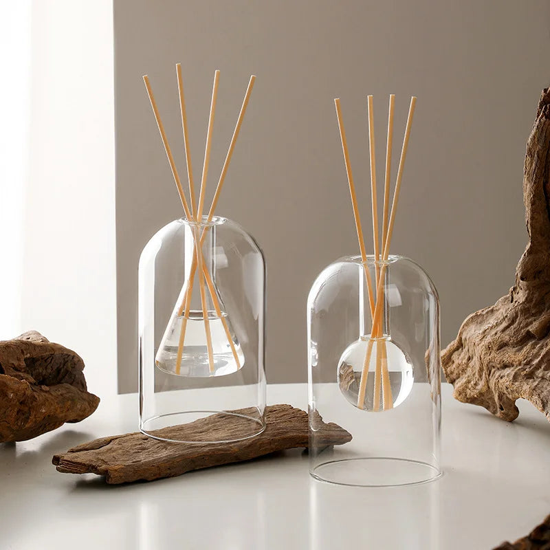 120/200ML Transparent Glass Aromatherapy Diffuser Bottle Glass Storage Containers Home Decoration with Diffusers Sticks Oasis Select