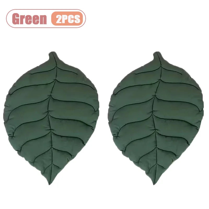 1-8PCS Thick Cotton Leaf Shape Pet Mat Cat Bed Dog Crate Pad for Cage Soft Washable Anti Slip Floor Mat for Puppy Kitten Oasis Select Green-2PCS