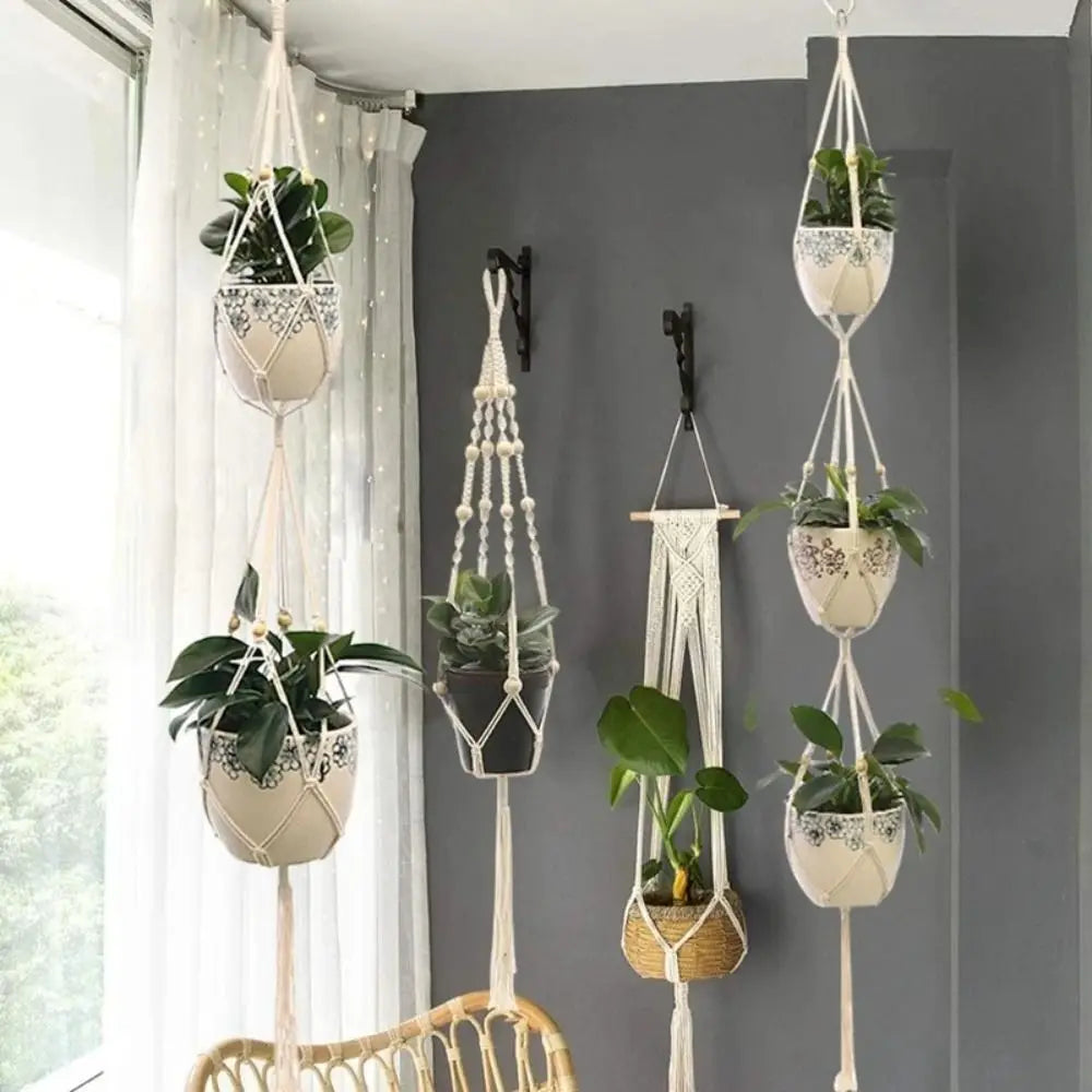 Tray Boho Cotton Rope Hanger Flower Pot Gardening Handmade Plant Hanger Creativity DIY Tassel Hanging Basket Home Oasis Select